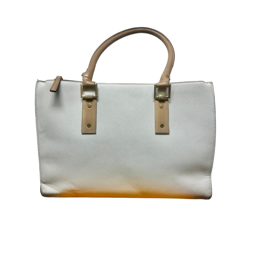 Kelly and Katie soft blue canvas large leather tote handbag